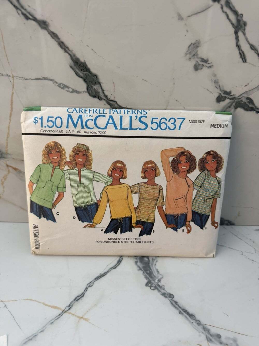 McCall's 5637 Tops w Side Pockets, Kangaroo Pocket, Drawstring Waist Medium UC